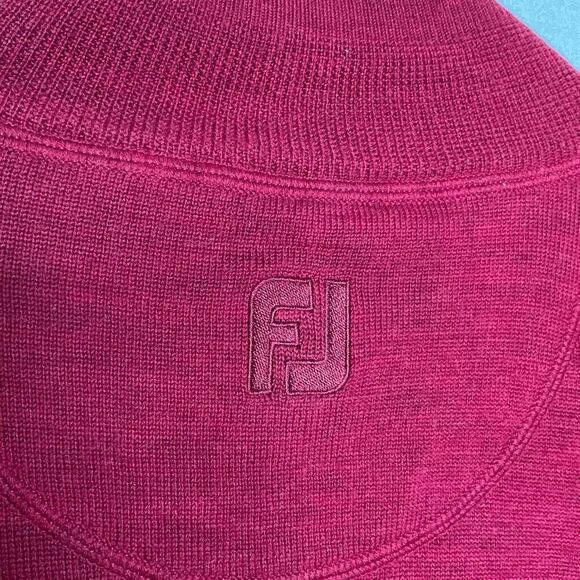 NWOT FootJoy FJ 1/4 Zip Long Sleeve Sweater Men Size XL Raspberry Pink 100% Wool - Picture 4 of 9